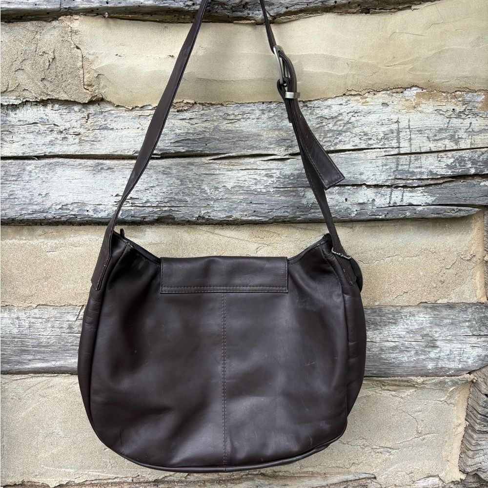 Kenneth Cole N.Y. Vintage Dark Brown Leather Shoulder Bag - Picture 2 of 12